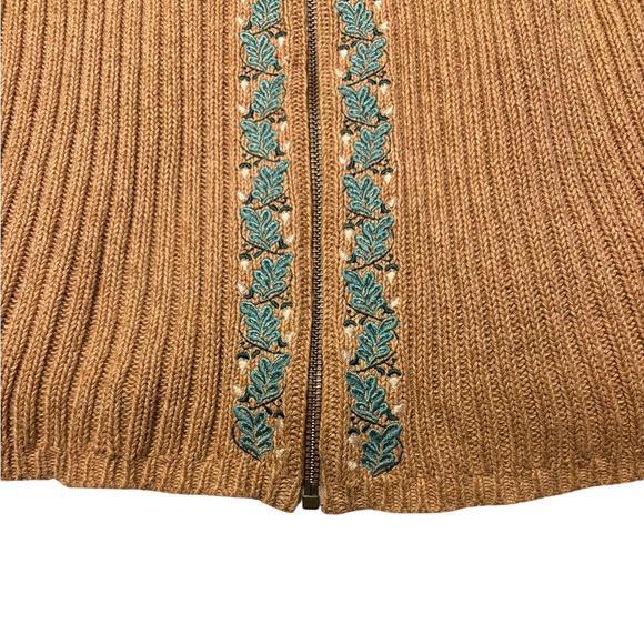 Vintage Woolrich Forest Sweater Vest L Camel Green Leaves Indi Granola Girl boho - Picture 6 of 9